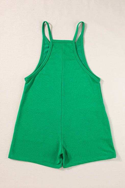 Minimalist V Neck Sleeveless Pocketed Casual Jersey Romper