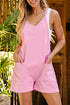 Minimalist V Neck Sleeveless Pocketed Casual Jersey Romper