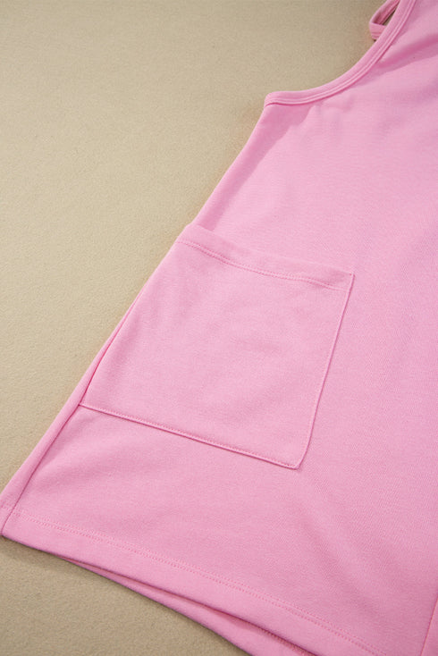 Minimalist V Neck Sleeveless Pocketed Casual Jersey Romper