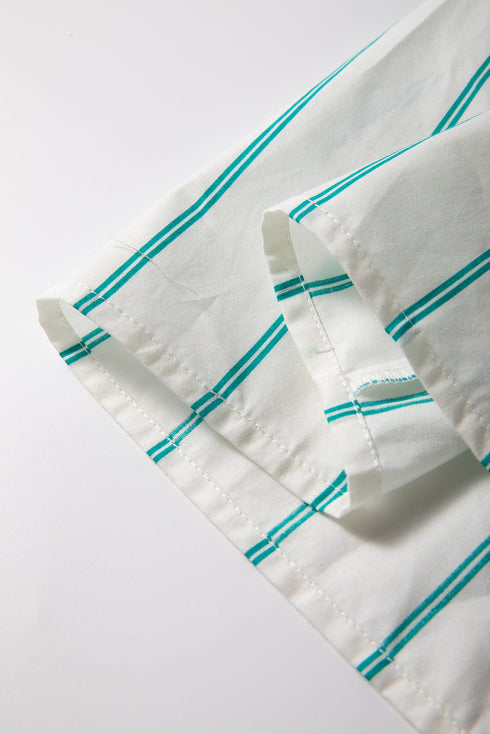 Mint Green St Patricks Striped Wide Short Sleeve Shift Mini Shirt Dress