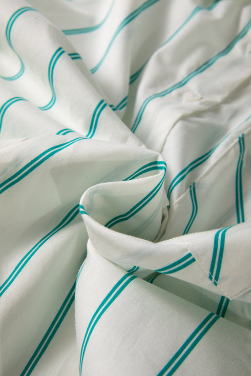 Mint Green St Patricks Striped Wide Short Sleeve Shift Mini Shirt Dress