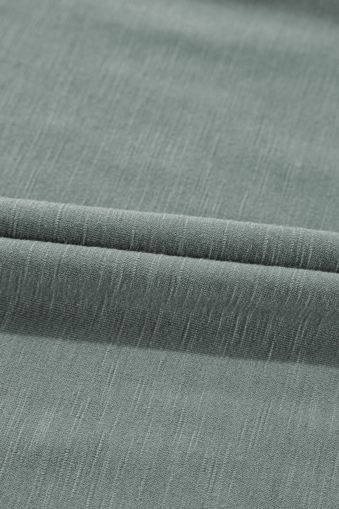 Mist Green Frilled Gathered Seam Round Neck T Shirt Dress