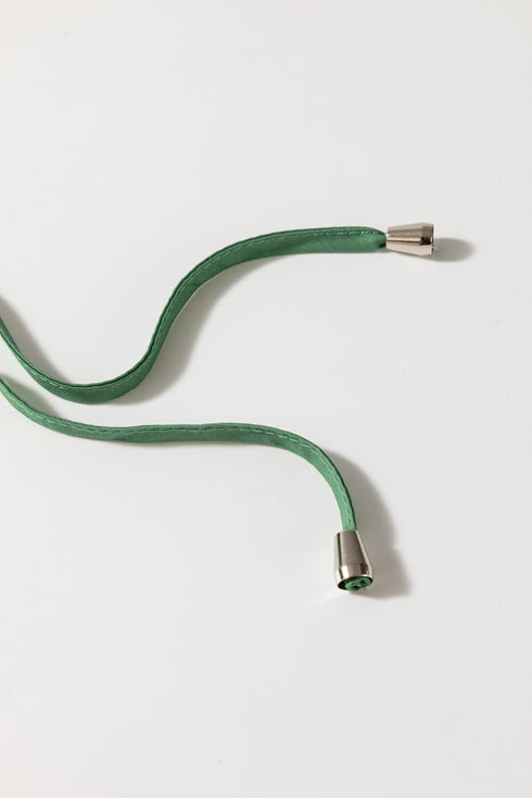 Mist Green Ric Rac Trim Tie Split Neck Short Sleeve Blouse