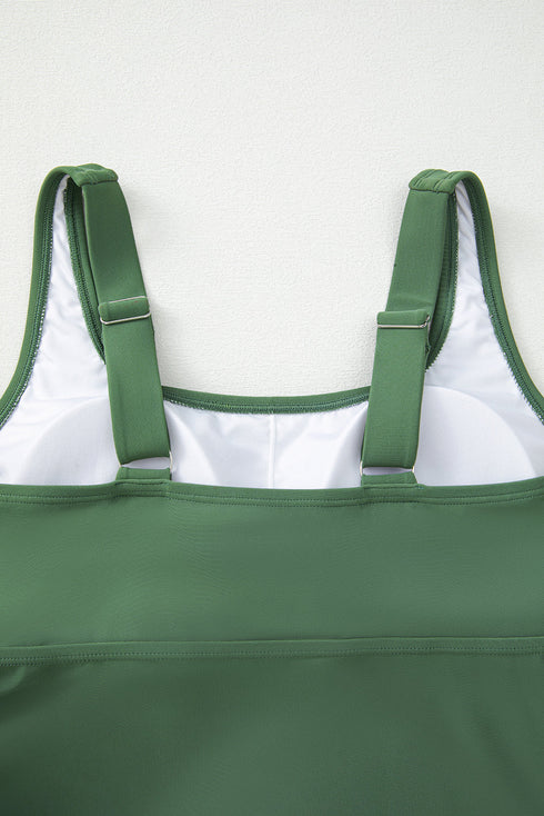 Mist Green Scoop Neck Adjustable Tankini and Matching Skort Bathing Suit