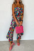 Mix Tropical Print Strapless Ruffled Jumpsuit
