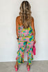 Mix Tropical Print Strapless Ruffled Jumpsuit
