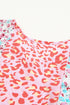 Mixed Animal Floral Print Cape Handkerchief Hem Top
