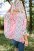 Mixed Animal Floral Print Cape Handkerchief Hem Top