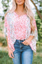 Mixed Animal Floral Print Cape Handkerchief Hem Top
