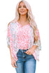 Mixed Animal Floral Print Cape Handkerchief Hem Top