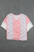 Mixed Animal Floral Print Cape Handkerchief Hem Top