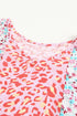 Mixed Animal Floral Print Cape Handkerchief Hem Top