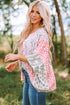 Mixed Animal Floral Print Cape Handkerchief Hem Top