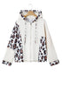 Mixed Animal Print Waffle Knit Zip Up Hoodie