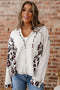 Mixed Animal Print Waffle Knit Zip Up Hoodie