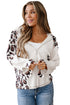 Mixed Animal Print Waffle Knit Zip Up Hoodie