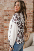 Mixed Animal Print Waffle Knit Zip Up Hoodie