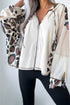 Mixed Animal Print Waffle Knit Zip Up Hoodie