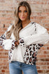 Mixed Animal Print Waffle Knit Zip Up Hoodie