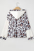 Mixed Animal Print Waffle Knit Zip Up Hoodie