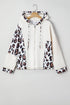 Mixed Animal Print Waffle Knit Zip Up Hoodie