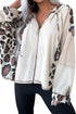 Mixed Animal Print Waffle Knit Zip Up Hoodie