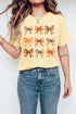 Mixed Bow Pattern Round Neck Playful Casual Graphic Tee