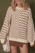 Mixed Checkerboard And Stripe Brushed Knit Sweater