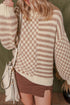 Mixed Checkerboard And Stripe Brushed Knit Sweater