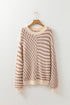Mixed Checkerboard And Stripe Brushed Knit Sweater