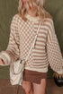 Mixed Checkerboard And Stripe Brushed Knit Sweater