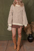 Mixed Checkerboard And Stripe Brushed Knit Sweater