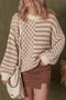 Mixed Checkerboard And Stripe Brushed Knit Sweater