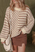 Mixed Checkerboard And Stripe Brushed Knit Sweater