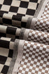 Mixed Checkered Patchwork High Low Long Sleeve Top