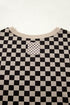 Mixed Checkered Patchwork High Low Long Sleeve Top
