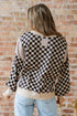 Mixed Checkered Patchwork High Low Long Sleeve Top