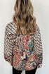 Mixed Floral And Geometric Print Ruffled Long Sleeve Blouse