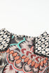 Mixed Floral And Geometric Print Ruffled Long Sleeve Blouse