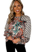 Mixed Floral And Geometric Print Ruffled Long Sleeve Blouse