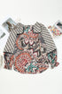 Mixed Floral And Geometric Print Ruffled Long Sleeve Blouse