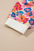 Mixed Floral Patchwork Puff Sleeve Round Neck Top