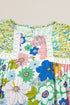 Mixed Floral Print Lace Trim Bubble Sleeve Blouse