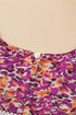 Mixed Floral Print Lace Trim Bubble Sleeve Blouse
