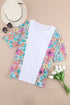 Mixed Floral Print Patchwork Short Sleeve Top