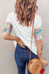 Mixed Floral Print Patchwork Short Sleeve Top