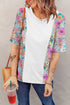 Mixed Floral Print Patchwork Short Sleeve Top