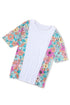 Mixed Floral Print Patchwork Short Sleeve Top