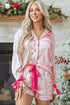 Mixed Floral Print Satin Long Sleeve Pajama Set