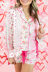 Mixed Floral Print Satin Long Sleeve Pajama Set